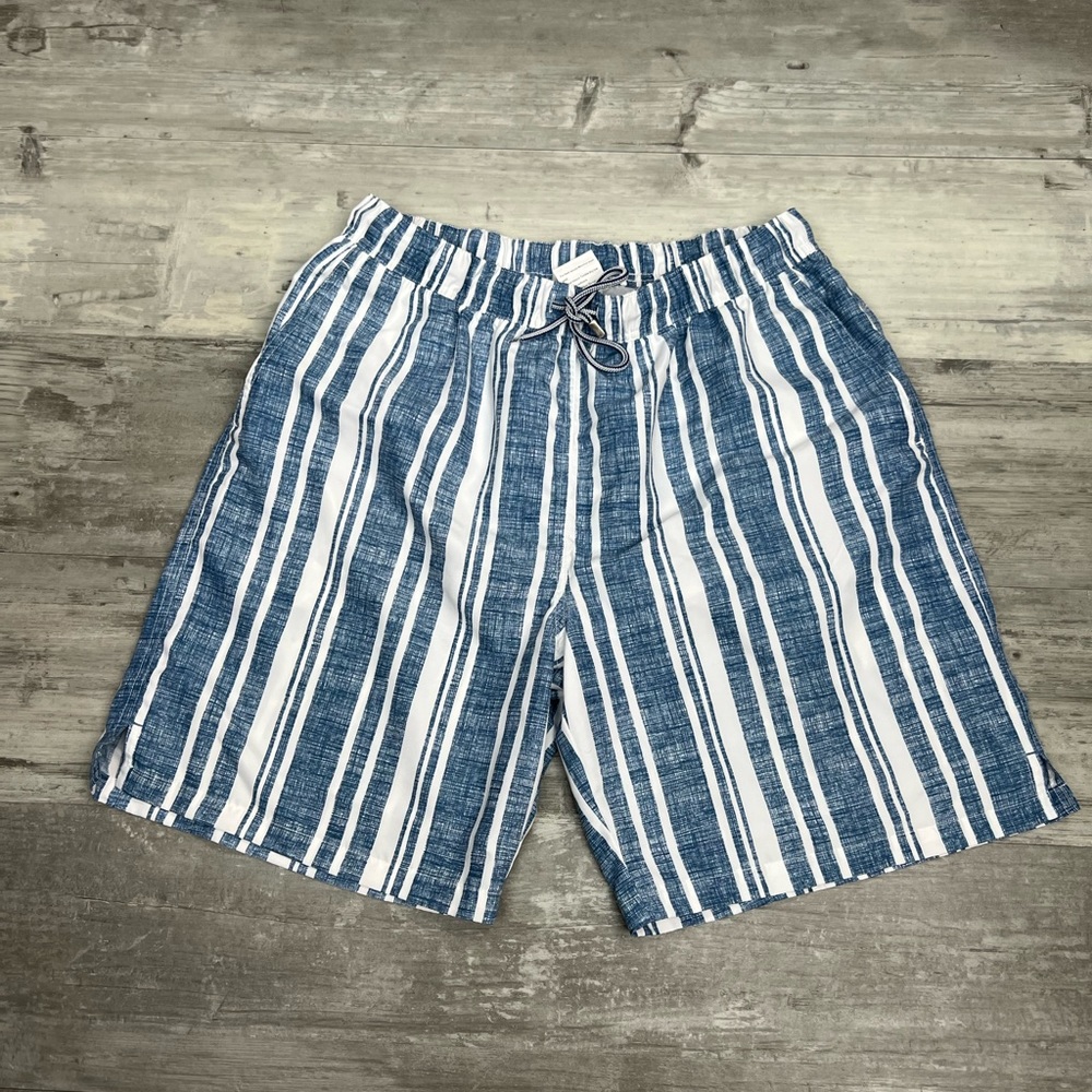 Peter Millar Blue & White Stripe Swim Trucks L